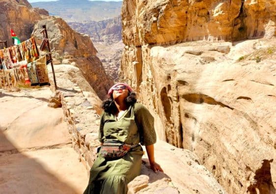 Solo traveler exploring Petra as a part of her Jordan Itinerary