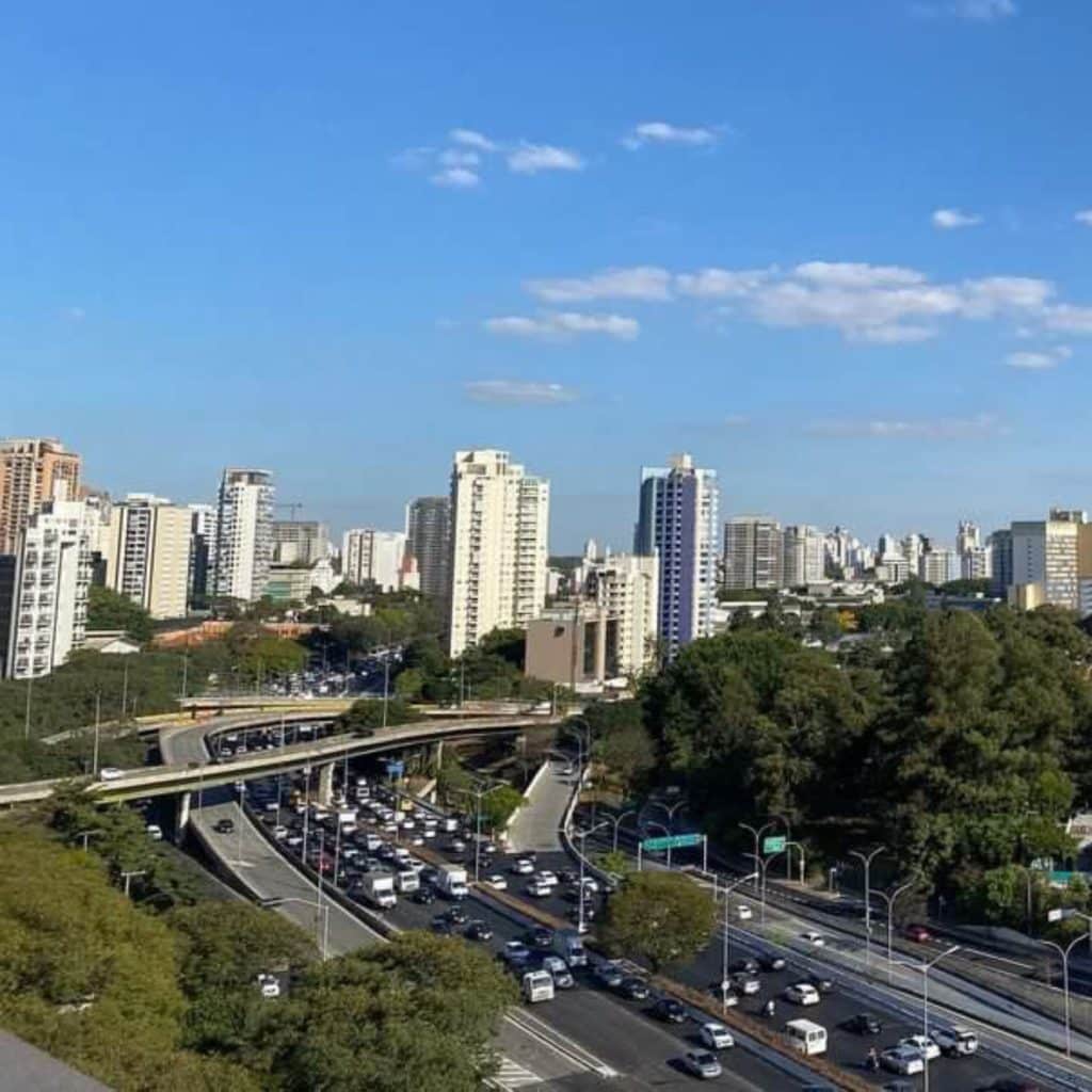 The São Paulo skyline in Brazil