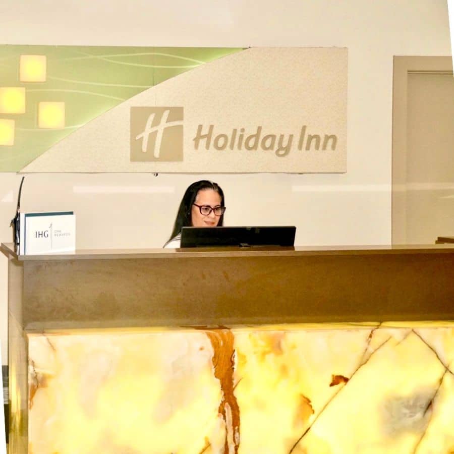 The front desk at the Holiday Inn Port of Miami Downtown.