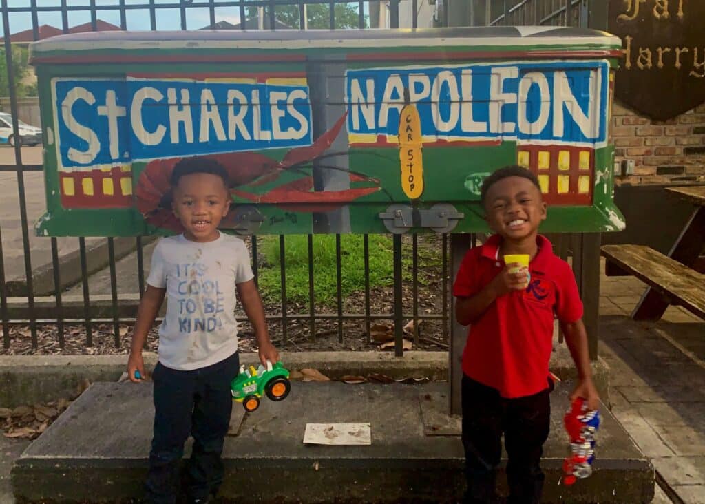 The twins out exploring in New Orleans. 