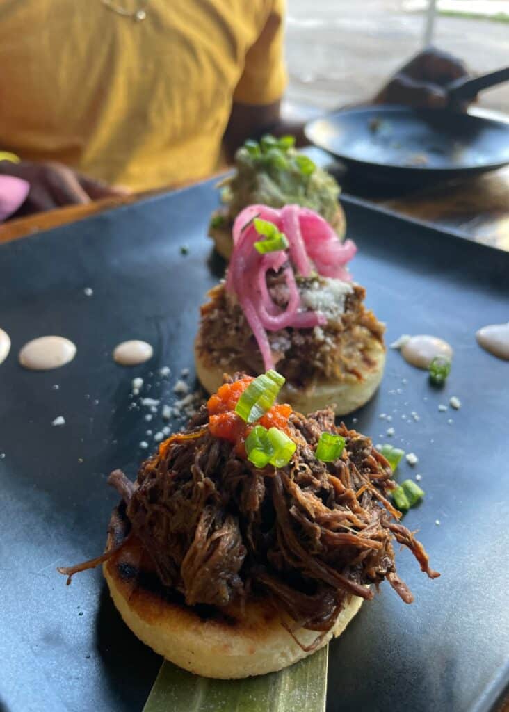 Arepas at one of the Colombian restaurants – only one example of the variety of delicious restaurants in New Orleans.