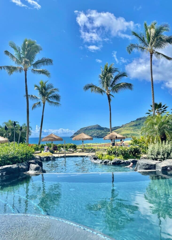 The amazing pool at the Marriott Vacation Club Lagoon- Kalanipu’u, a hotel you should stay at in your Kauai 3 day itinerary