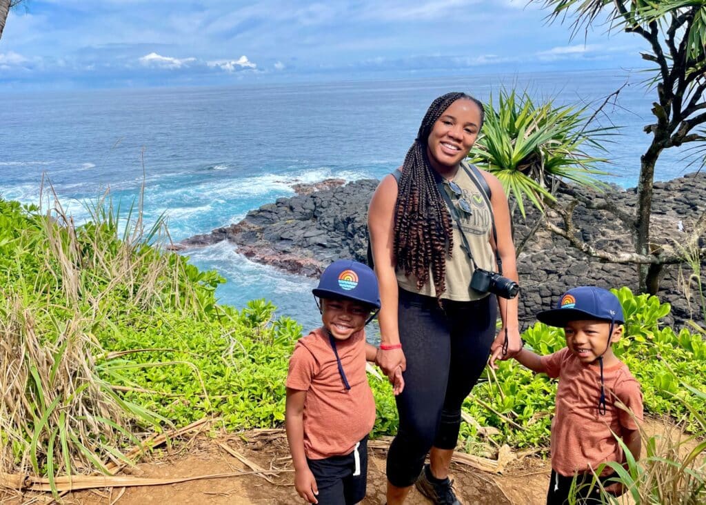 At the top of Queen's Bath, a short, strenuous hike with stunning views to add to your Kauai 3 day itinerary