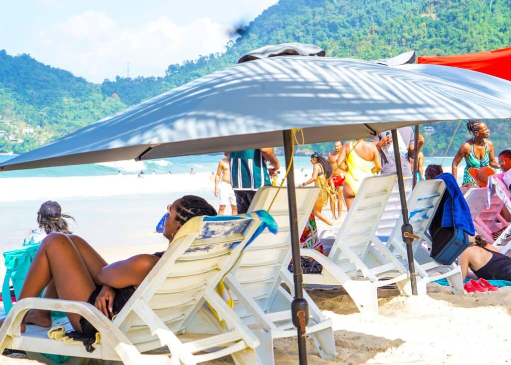 A photo of Maracas Bay Beach on a busy day