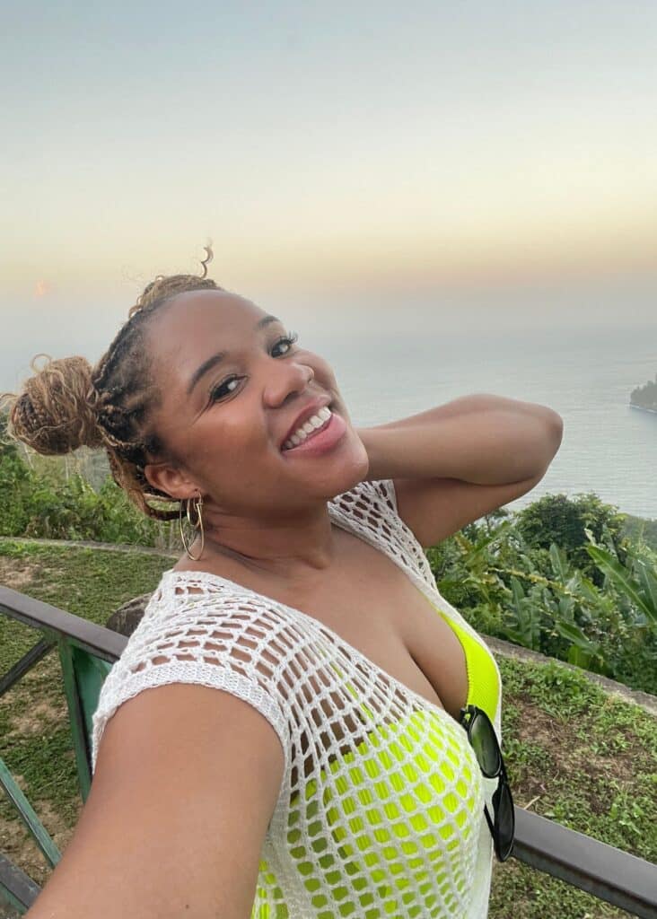 Watching the sunset at the Maracas Bay lookout