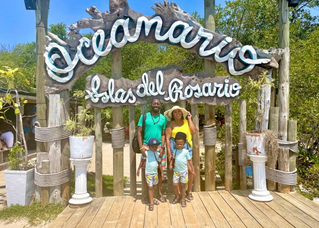 The family and I outside of Oceanario on the Rosario Islands.